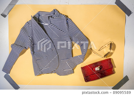 blue striped striped women's jacket top view blue striped striped women's jacket top view 89095589