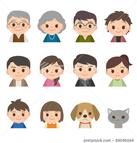 不同年齡段的人臉寵物套裝 89096884