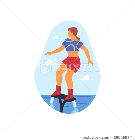 Hydroflying or flyboarding, vector icon or sticker 89096974