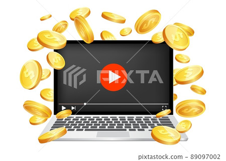 Video monetization vector concept for web banner, website page Video monetization vector concept for web banner, website page 89097002