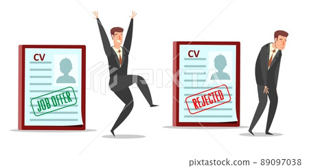 Approved and rejected resume and characters, vector flat illustration Approved and rejected resume and characters, vector flat illustration 89097038