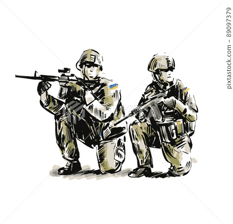 Sketch of military at battlefield  89097379