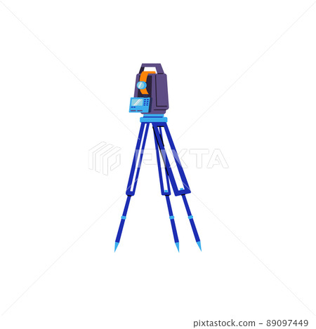 Theodolite or tacheometer device for geodesy, flat vector illustration isolated. 89097449