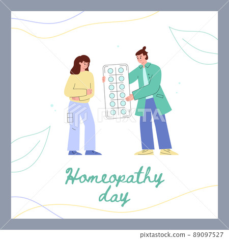Homeopathy day banner with homeopath or naturopath, flat vector illustration. Homeopathy day banner with homeopath or naturopath, flat vector illustration. 89097527