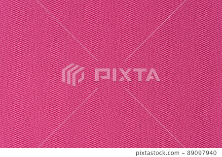 Red pink denim textile background closeup. Textile fabric with stitch structure 89097940