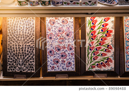 Ottoman style handmade turkish tiles with floral patterns Ottoman style handmade turkish tiles with floral patterns 89098488
