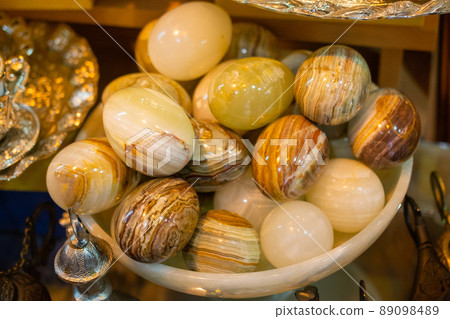 Bright Colorful marble stones in egg shape Bright Colorful marble stones in egg shape 89098489