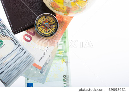 Compass, box, wallet and Euro banknotes as business finance concept Compass, box, wallet and Euro banknotes as business finance concept 89098681