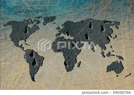 Roughly outlined world map with wall background Roughly outlined world map with wall background 89098766