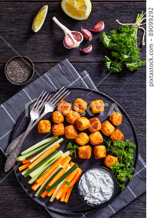 bean veggies gnocchi with vegetable sticks and dip 89099292