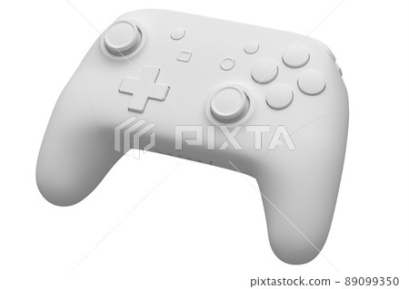 Realistic video game joystick on white monochrome background. 3D render of streaming gear for cloud gaming or concept of champion and winner awards 89099350