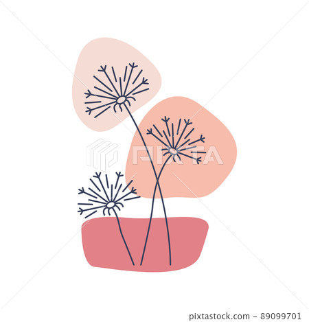 Vector illustration of abstract cartoon dandelions on white background. 89099701
