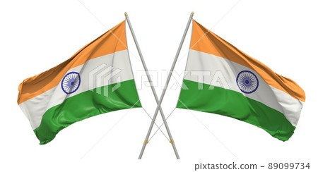 Isolated flags of India on white background. 3D... - Stock Illustration ...