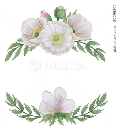 水彩罌粟框架 89099803