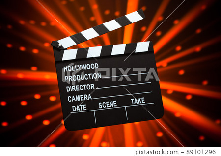 clapperboard on shiny background clapperboard on shiny background 89101296