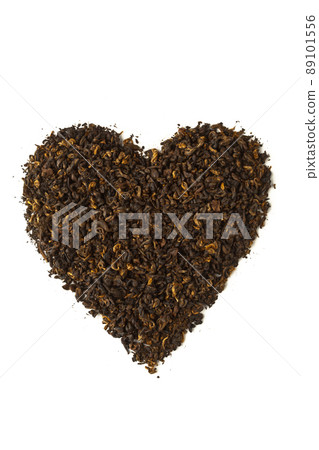 black tea heart shape isolated on white black tea heart shape isolated on white 89101556