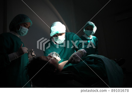 Medical team performing surgery. Group of surgeons in hospital operation theater. Doctor team  medical their success 89101678