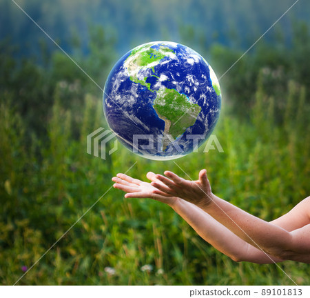 hands catching globe 89101813