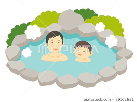 Hot spring illustration_parent and child 2 89102681