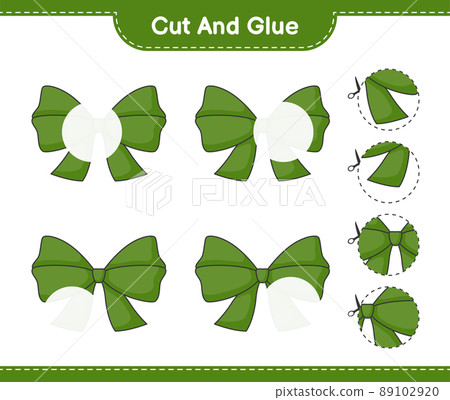 Cut and glue, cut parts of Ribbon and glue them. Educational children game, printable worksheet, vector illustration Cut and glue, cut parts of Ribbon and glue them. Educational children game, printable worksheet, vector illustration 89102920