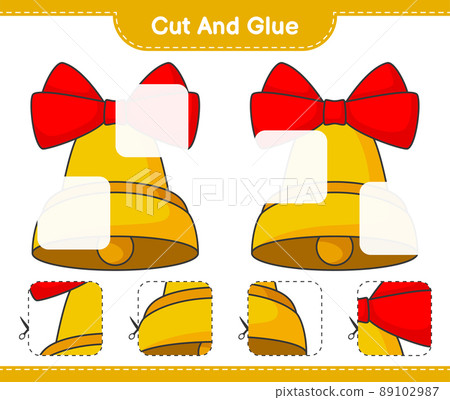 Cut and glue, cut parts of Christmas Bell and glue them. Educational children game, printable worksheet, vector illustration Cut and glue, cut parts of Christmas Bell and glue them. Educational children game, printable worksheet, vector illustration 89102987