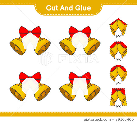 Cut and glue, cut parts of Christmas Bell and glue them. Educational children game, printable worksheet, vector illustration Cut and glue, cut parts of Christmas Bell and glue them. Educational children game, printable worksheet, vector illustration 89103400