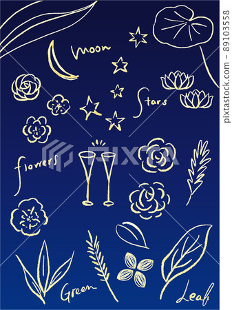 Night scenery Flower Sogetsu pair glass Rose lotus 89103558