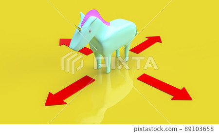 The unicorn and arrow for business concept 3d rendering. The unicorn and arrow for business concept 3d rendering. 89103658
