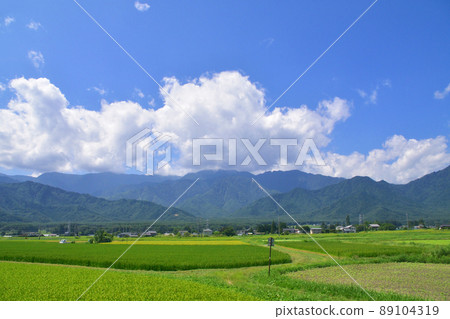 In 2019, the scenery of the train window from Matsumoto Station on the Oito Line to Hakuba Station 89104319