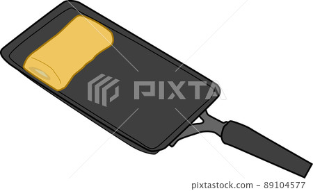 Illustration of frying pan and omelet 89104577