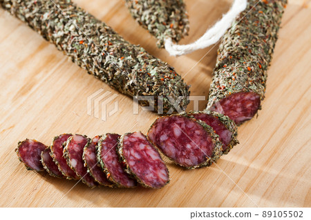 Catalan sausage fuet in herbs Catalan sausage fuet in herbs 89105502