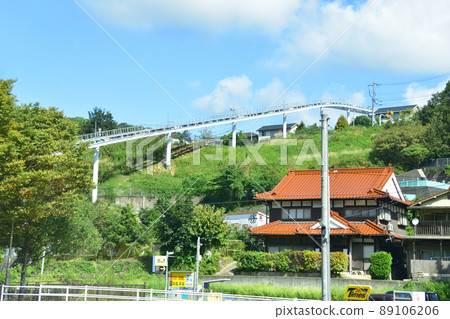 In 2021, the train window from Hiroshima Station on the Sanyo Main Line to Shiraichi Station and the surrounding scenery In 2021, the train window from Hiroshima Station on the Sanyo Main Line to Shiraichi Station and the surrounding scenery 89106206