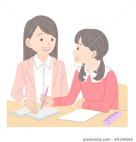 Female students studying and female teachers teaching study 89106664
