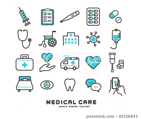 簡單易用的醫療保健/醫療保健/醫院等圖標矢量插圖素材 89106843