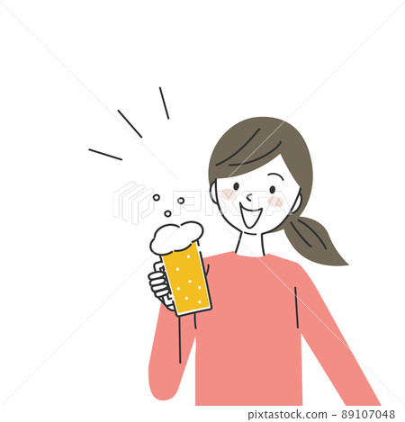 拿著啤酒杯的年輕女人 拿著啤酒杯的年輕女人 89107048