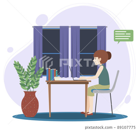Work at home concept in flat design 89107775
