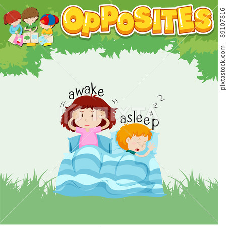 Opposite words for awake and asleep 89107816