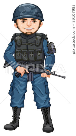 Man in army uniform on white background Man in army uniform on white background 89107982