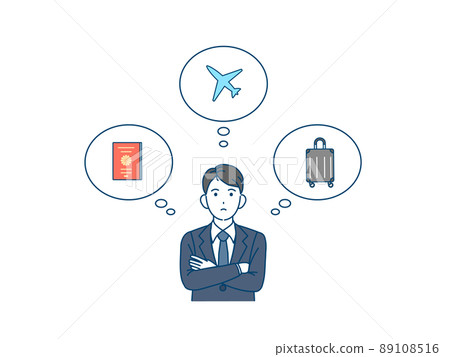 A male office worker who thinks about preparing for an overseas transfer 89108516