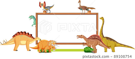 Empty board with many dinosaurs 89108754