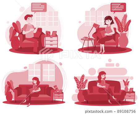 Set of different living room interior in flat style 89108756