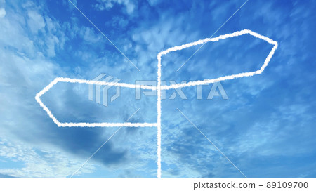Road sign hand-drawn illustration_blue sky background 89109700