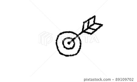 Hand-drawn illustrations of targets and arrows_monochrome_wide 89109702