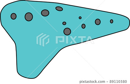 可愛的綠色陶笛的插圖素材 89110380