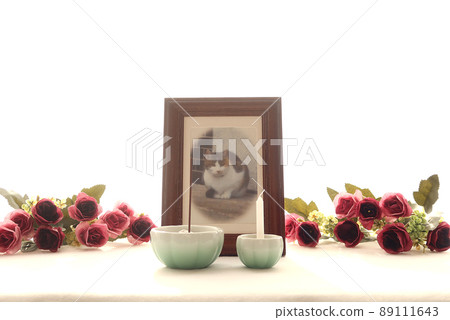 Altar for pet memorial service Stage 4 for memorial service at hand 89111643