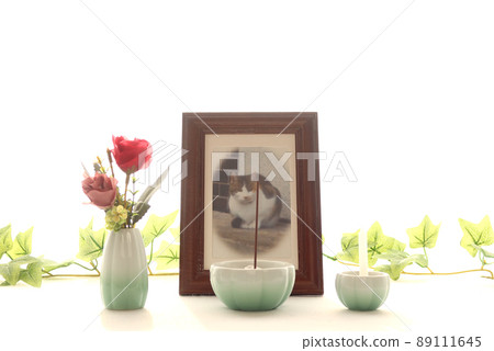 Altar for pet memorial service Stage 5 for memorial service at hand 89111645