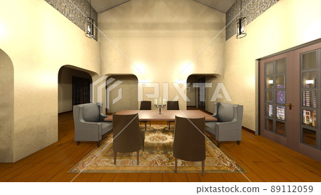 Living room with night view Living room with night view 89112059