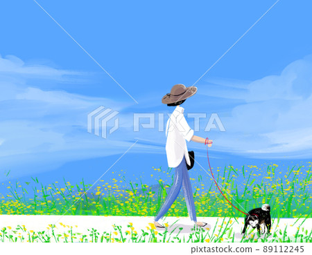 walking狗的女人的插圖 89112245