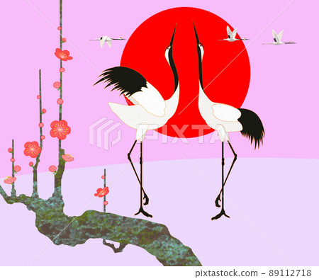 Crane, plum, New Year's Day 89112718