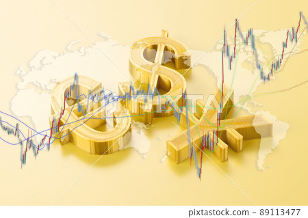 Image of Yen Dollar Euro Forex 89113477